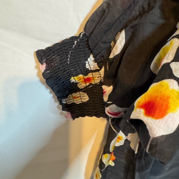 CAbi Black Blouse with Red and Yellow Floral Design - Picture 5 of 7